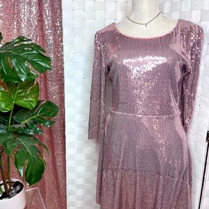 Forever 21 pink sequin long sleeve dress